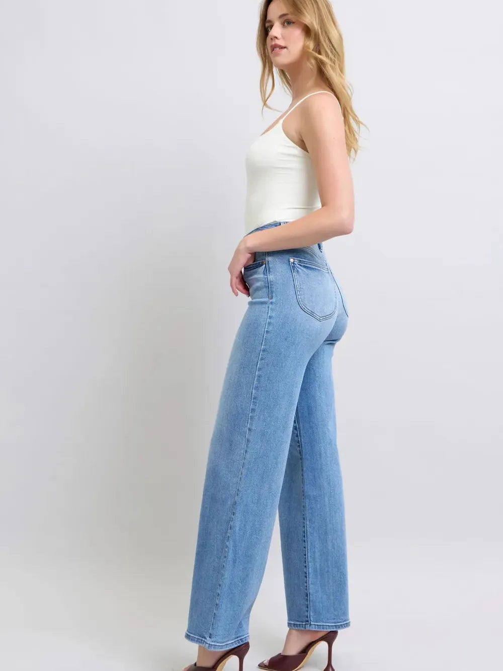 Easy Street Wide Leg High Rise Jeans by Judy Blue-Women's Jeans-Shop Z & Joxa