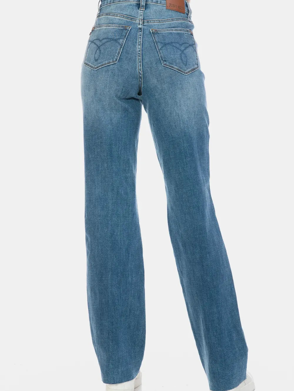 Edge + Ease Tummy Control Raw Hem Straight Jeans by Judy Blue-Women's Jeans-Shop Z & Joxa