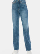 Edge + Ease Tummy Control Raw Hem Straight Jeans by Judy Blue-Women's Jeans-Shop Z & Joxa