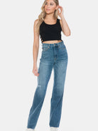 Edge + Ease Tummy Control Raw Hem Straight Jeans by Judy Blue-Women's Jeans-Shop Z & Joxa