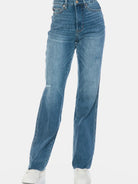 Edge + Ease Tummy Control Raw Hem Straight Jeans by Judy Blue-Women's Jeans-Shop Z & Joxa
