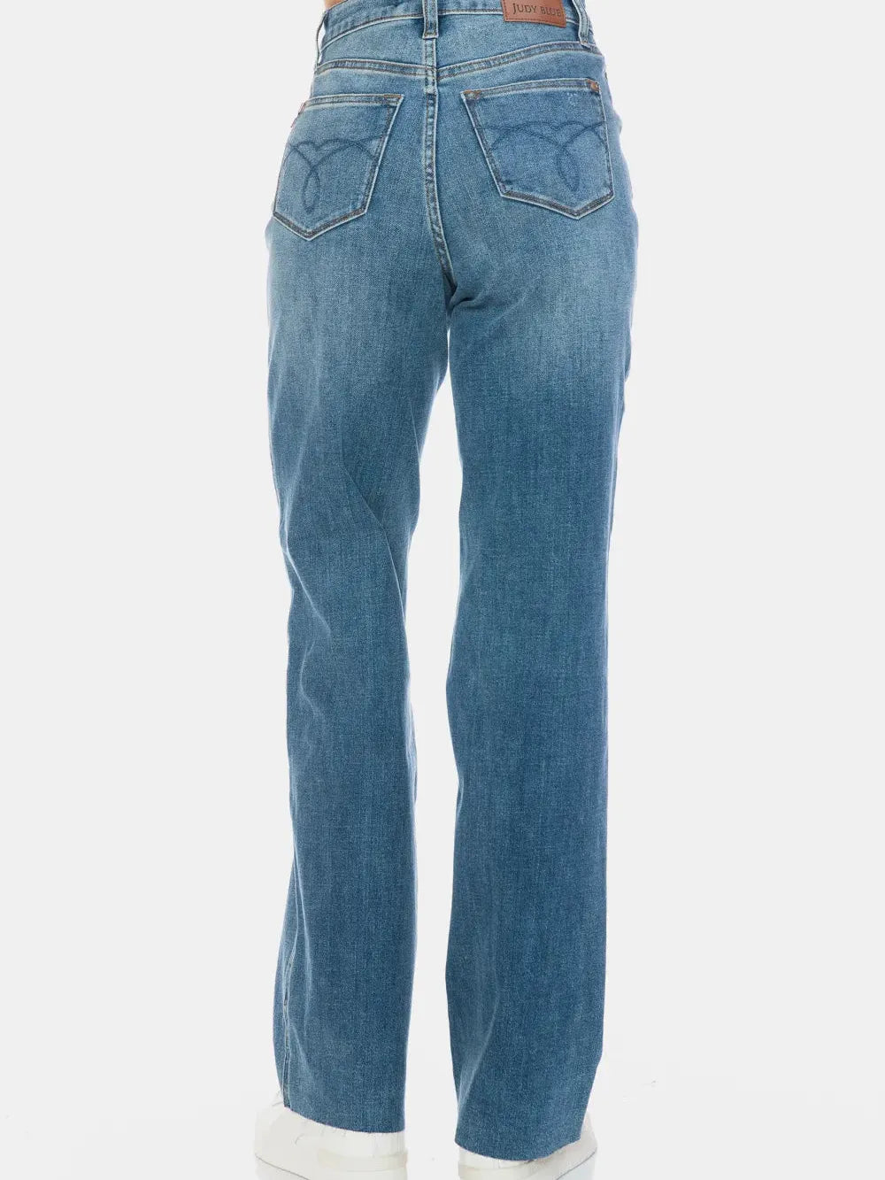 Edge + Ease Tummy Control Raw Hem Straight Jeans by Judy Blue-Women's Jeans-Shop Z & Joxa