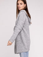 Effortless Style Open Front Hooded Long Cardigan with Front Pockets-Women's Shirts & Tops-Shop Z & Joxa