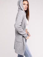 Effortless Style Open Front Hooded Long Cardigan with Front Pockets-Women's Shirts & Tops-Shop Z & Joxa