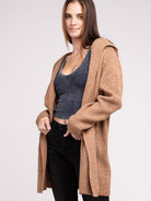 Effortless Style Open Front Hooded Long Cardigan with Front Pockets-Women's Shirts & Tops-Shop Z & Joxa