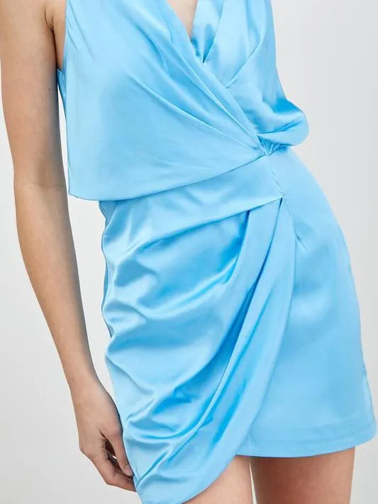 Effortless Style Sleeveless V-Neck Wrap Satin Dress-Women's Dresses-Shop Z & Joxa