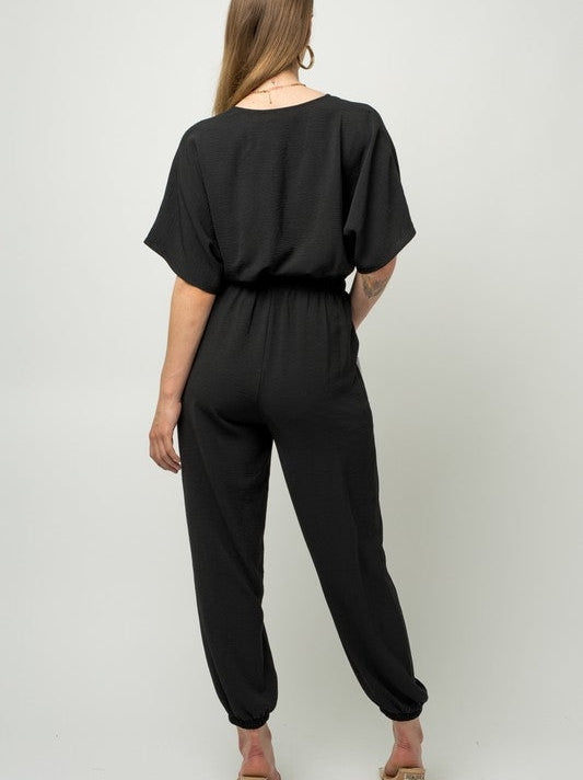 Effortless Style Surplice Jumpsuit-Women's Clothing-Shop Z & Joxa