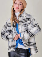 Effortlessly Styled Plaid Cropped Shacket with Front Pockets-Women's Clothing-Shop Z & Joxa