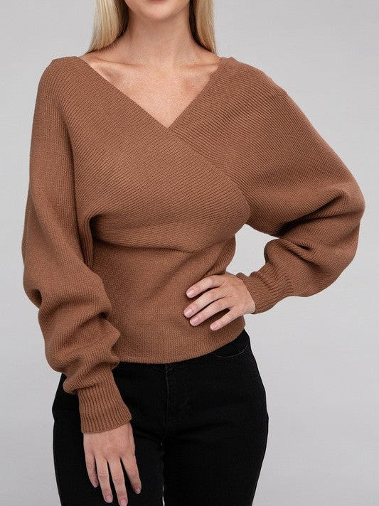 Elevate Your Style Cross Wrap Sweater-Women's Clothing-Shop Z & Joxa