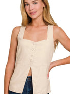 Elevate Your Wardrobe Linen Tie-back Vest Top-Women's Shirts & Tops-Shop Z & Joxa