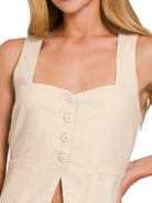 Elevate Your Wardrobe Linen Tie-back Vest Top-Women's Shirts & Tops-Shop Z & Joxa
