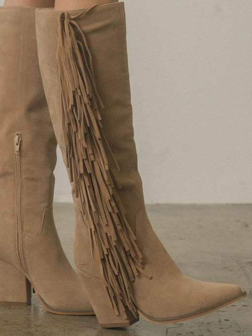 Elevate your Style Knee-High Fringe Boots-Women's Shoes-Shop Z & Joxa