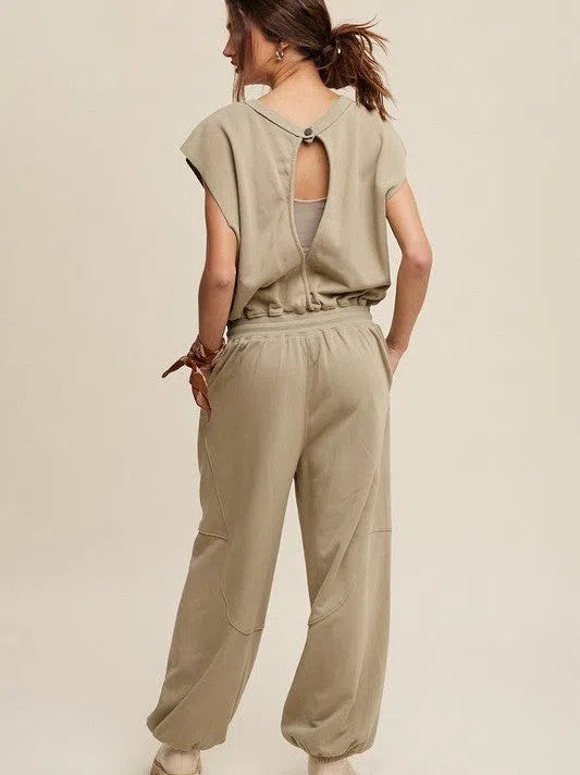 Embrace the Comfy Side Athleisure French Terry Loose Jogger Jumpsuit-Women's Clothing-Shop Z & Joxa