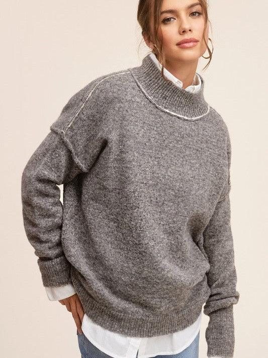Embrace the Coziness Mock Neck Sweater-Shop Z & Joxa