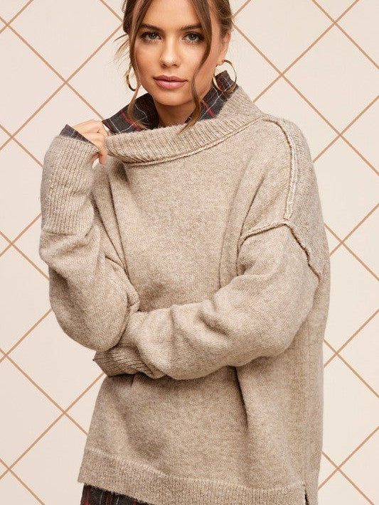 Embrace the Coziness Mock Neck Sweater-Shop Z & Joxa