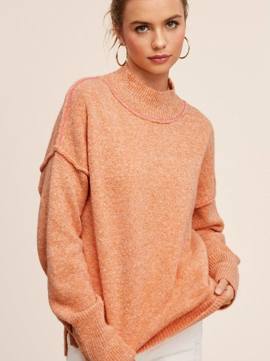 Embrace the Coziness Mock Neck Sweater-Women's Clothing-Shop Z & Joxa