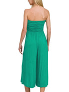 Emerald Elegance Strapless Palazzo Pocket Jumpsuit by Zenana-Women's Jumpsuits-Shop Z & Joxa