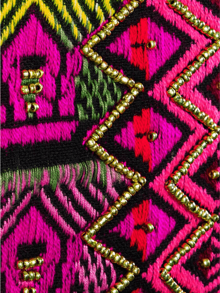 Ethnic Pattern + Beaded Clutch in Colorful Pink-Women's Accessories-Shop Z & Joxa