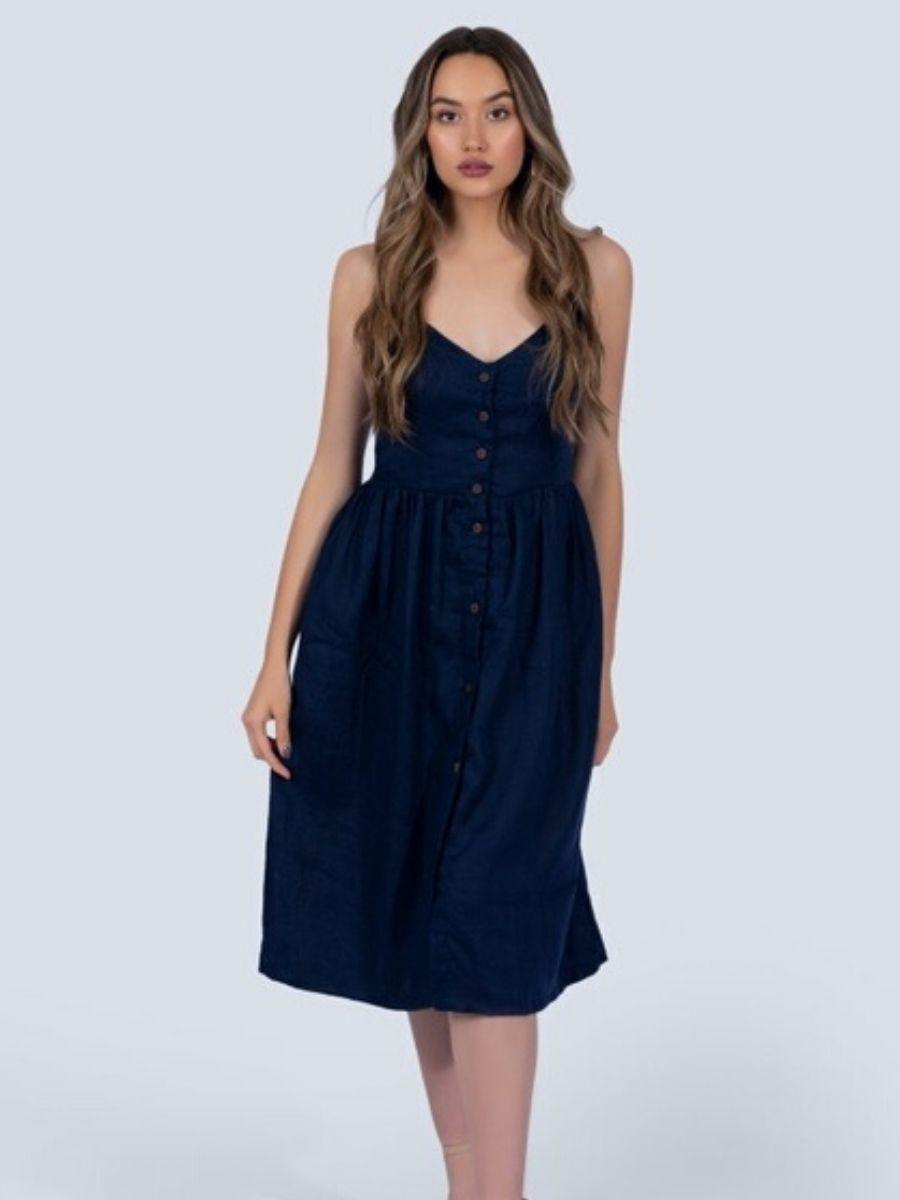 Everly Dress in Navy | Ethical Fashion-Women's Clothing-Shop Z & Joxa