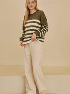 Everyday Charm Striped Loose Fit Knit Lounge Sweater-Women's Shirts & Tops-Shop Z & Joxa