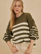 Everyday Charm Striped Loose Fit Knit Lounge Sweater-Women's Shirts & Tops-Shop Z & Joxa