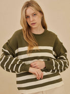 Everyday Charm Striped Loose Fit Knit Lounge Sweater-Women's Shirts & Tops-Shop Z & Joxa