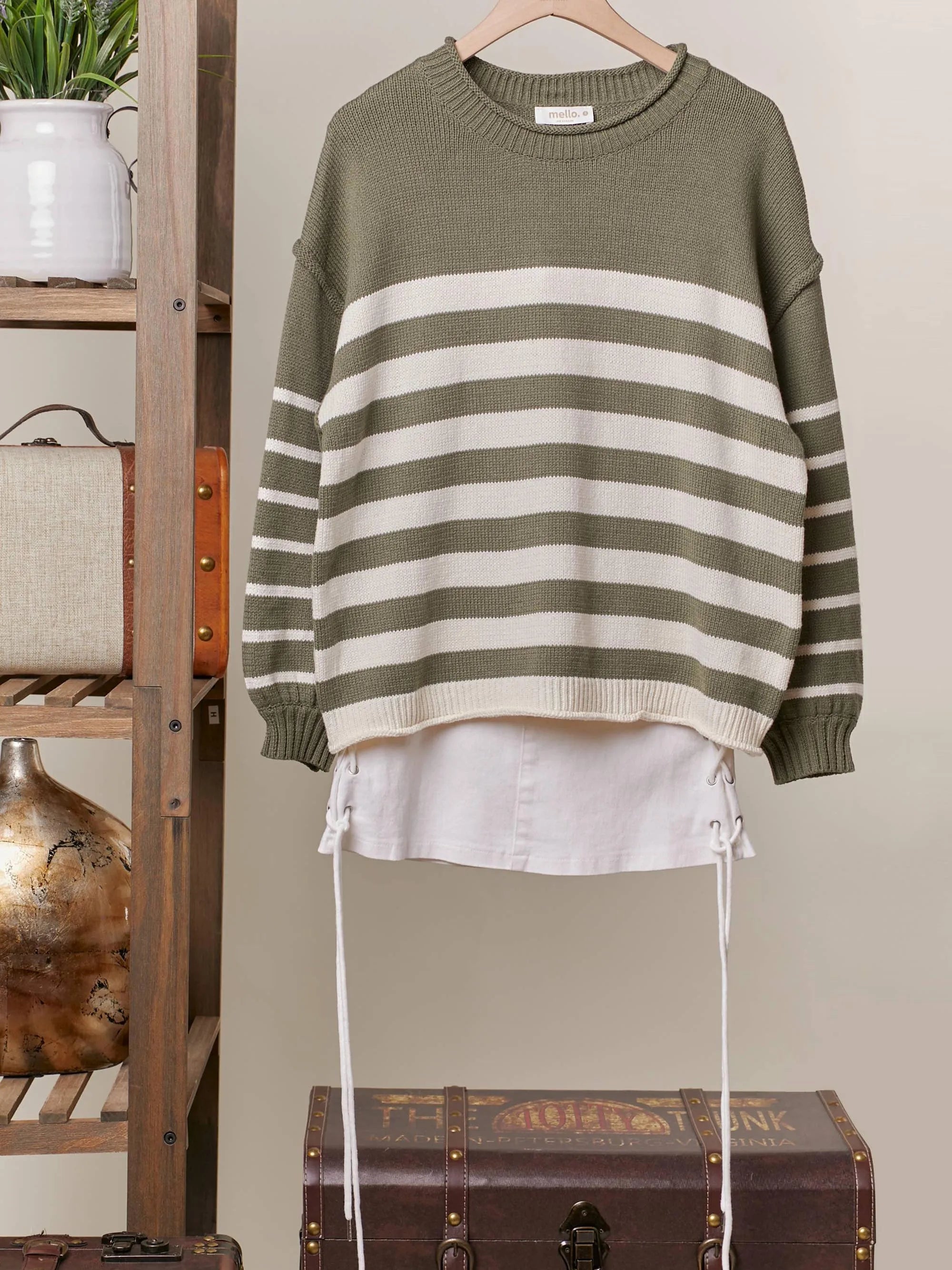 Everyday Charm Striped Loose Fit Knit Lounge Sweater-Women's Shirts & Tops-Shop Z & Joxa