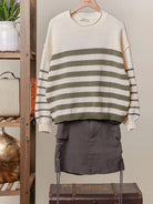 Everyday Charm Striped Loose Fit Knit Lounge Sweater-Women's Shirts & Tops-Shop Z & Joxa