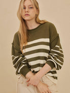 Everyday Charm Striped Loose Fit Knit Lounge Sweater-Women's Shirts & Tops-Shop Z & Joxa
