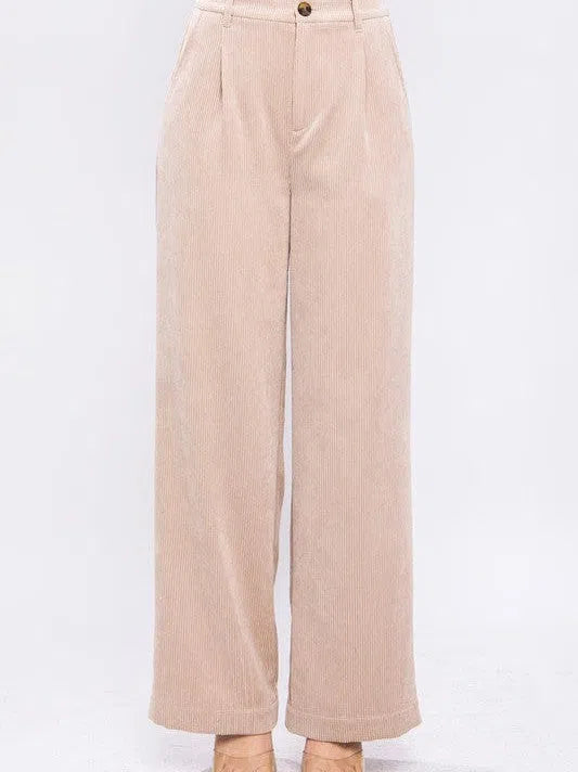 Everyday Style Corduroy Trouser Pants-Women's Clothing-Shop Z & Joxa