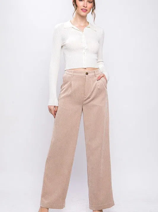 Everyday Style Corduroy Trouser Pants-Women's Clothing-Shop Z & Joxa