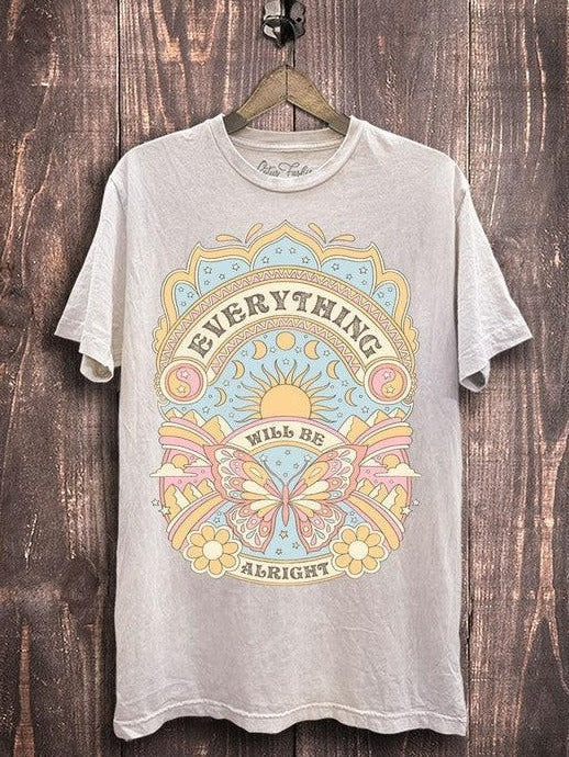 Everything Will Be Alright Mineral Wash Tee-Women's Clothing-Shop Z & Joxa