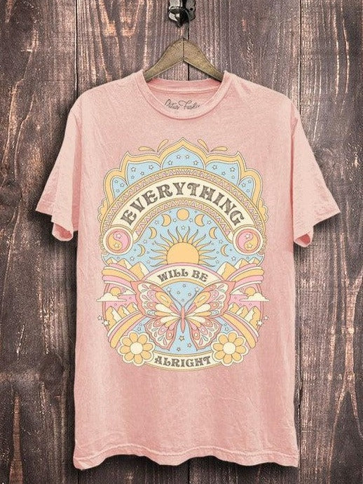 Everything Will Be Alright Mineral Wash Tee-Women's Clothing-Shop Z & Joxa