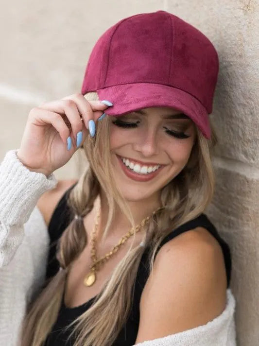 Falling for Style Suede Boyfriend Ball Cap-Women's Accessories-Shop Z & Joxa