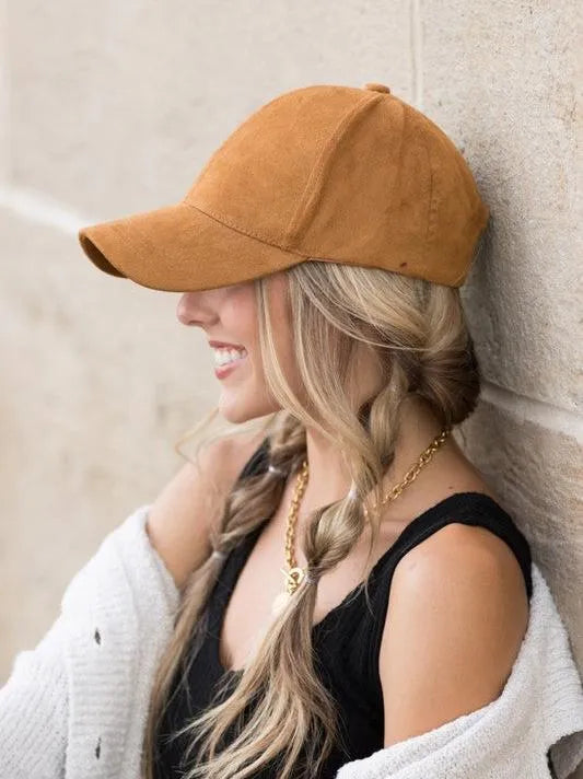 Falling for Style Suede Boyfriend Ball Cap-Women's Accessories-Shop Z & Joxa