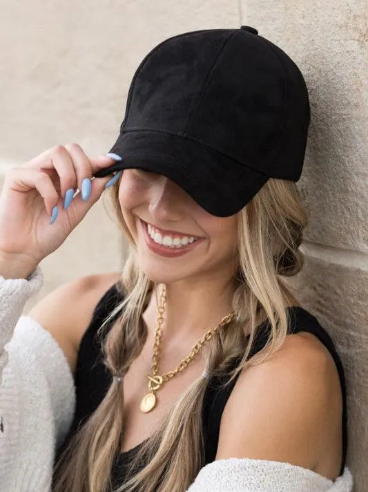 Falling for Style Suede Boyfriend Ball Cap-Women's Accessories-Shop Z & Joxa