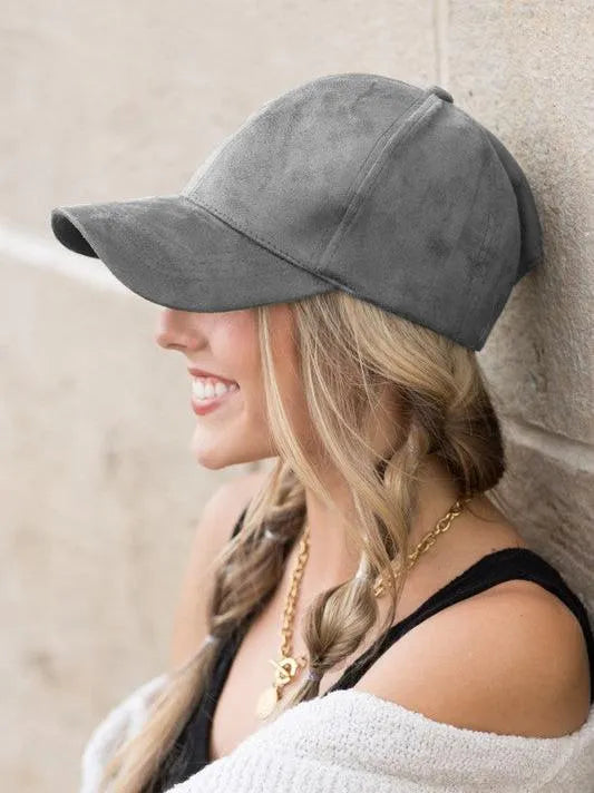 Falling for Style Suede Boyfriend Ball Cap-Women's Accessories-Shop Z & Joxa