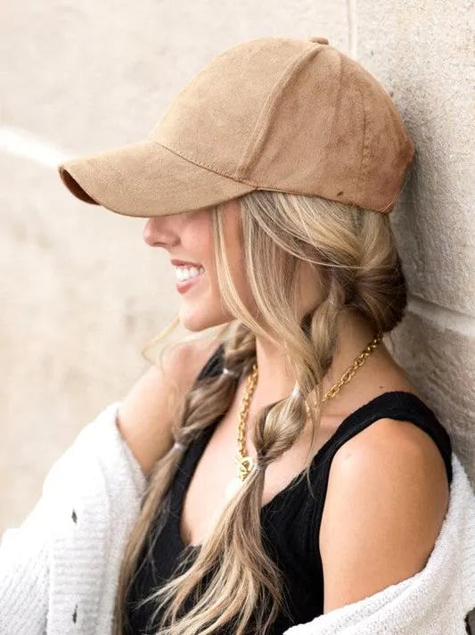 Falling for Style Suede Boyfriend Ball Cap-Women's Accessories-Shop Z & Joxa