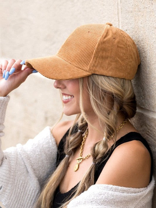 Fashion Love Story Corduroy Boyfriend Ball Cap-Women's Accessories-Shop Z & Joxa