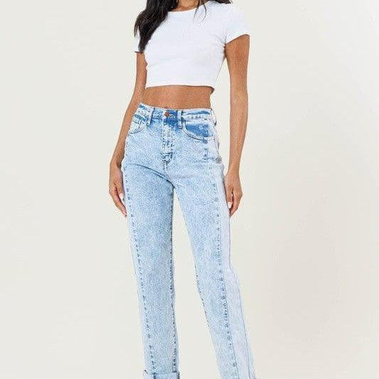 Fashion is A Statement Color Block Mom Jeans-Women's Clothing-Shop Z & Joxa