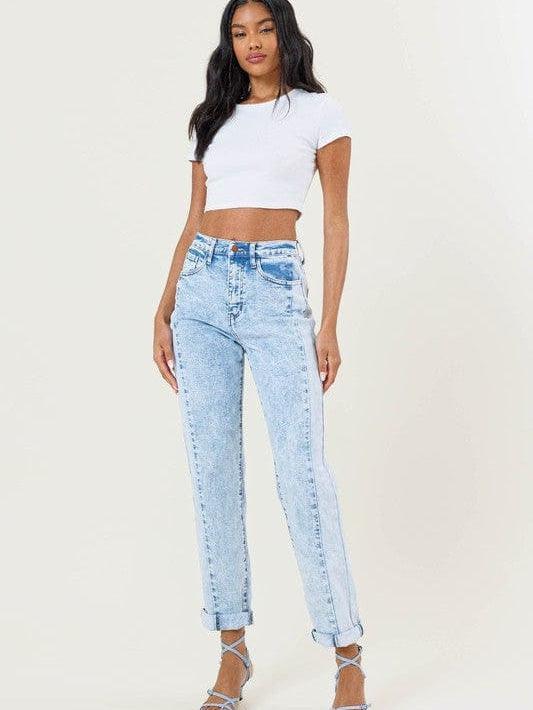 Fashion is A Statement Color Block Mom Jeans-Women's Clothing-Shop Z & Joxa
