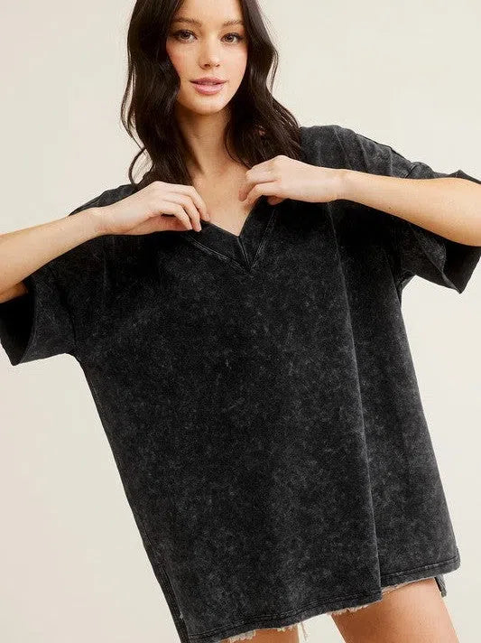 Fashion is a Journey Mineral Washed Oversized Short Sleeve Top-Women's Clothing-Shop Z & Joxa