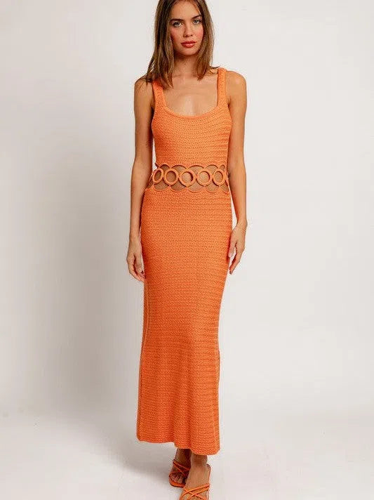 Fashion is an Attitude Square Neck Sleeveless Crochet Midi Dress-Women's Dresses-Shop Z & Joxa