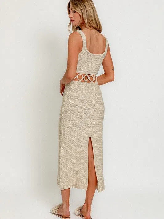 Fashion is an Attitude Square Neck Sleeveless Crochet Midi Dress-Women's Dresses-Shop Z & Joxa