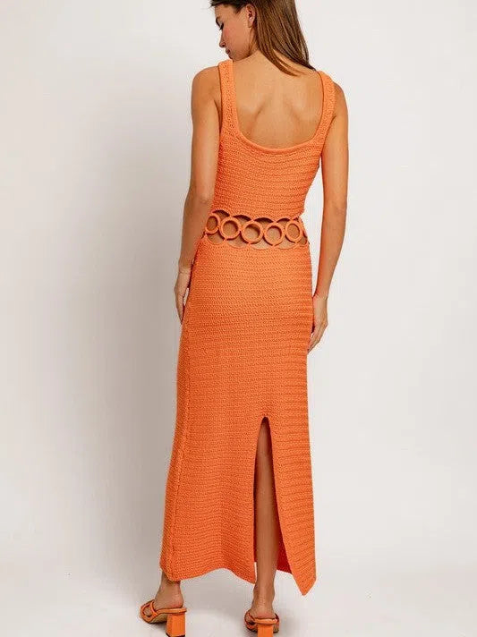 Fashion is an Attitude Square Neck Sleeveless Crochet Midi Dress-Women's Dresses-Shop Z & Joxa