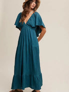 Fashion is an Attitude V-Neck Ruffle Sleeve Flowy Maxi Dress-Women's Clothing-Shop Z & Joxa