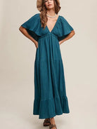 Fashion is an Attitude V-Neck Ruffle Sleeve Flowy Maxi Dress-Women's Clothing-Shop Z & Joxa