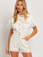 Fearless Heart Short Sleeve Denim Romper-Women's Clothing-Shop Z & Joxa