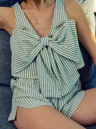 Feeling Cute Striped Set with Bow Top and Matching Shorts-Women's Clothing-Shop Z & Joxa