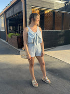 Feeling Cute Striped Set with Bow Top and Matching Shorts-Women's Sets-Shop Z & Joxa